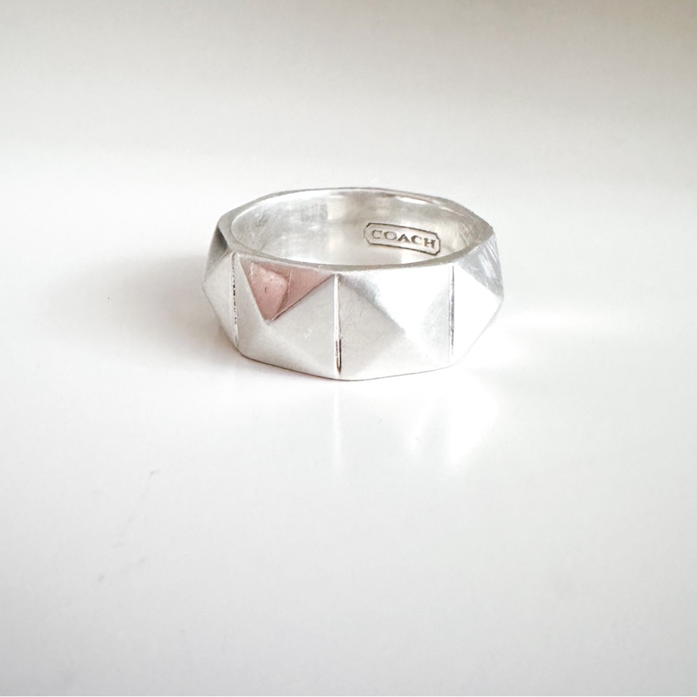 Vintage Coach Sterling Silver 925 Thick Pyramid Spike Cigar Band Ring Size 6.25